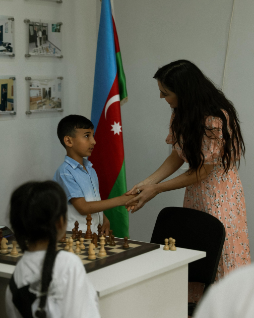 Heydar Aliyev Foundation VP Leyla Aliyeva, Head of the Baku Media Center Arzu Aliyeva participate in opening ceremony of Children’s and Youth Sports and Chess School in Khizi (PHOTO)
