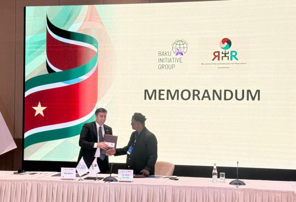 Azerbaijani Baku Initiative Group, Guadeloupe Reparations Movement sign co-op memo