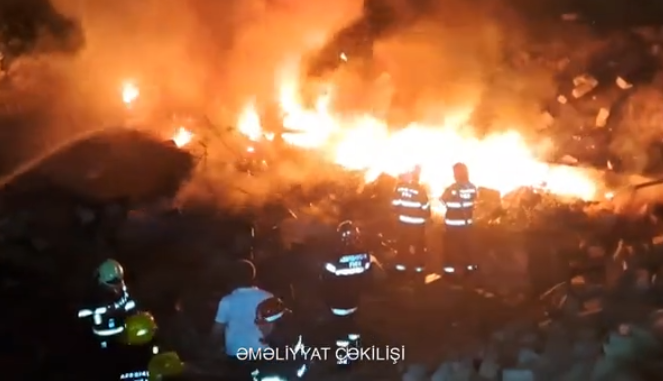 Azerbaijani Emergency Ministry shares footage of fire extinguishing at film studio in Baku (VIDEO)