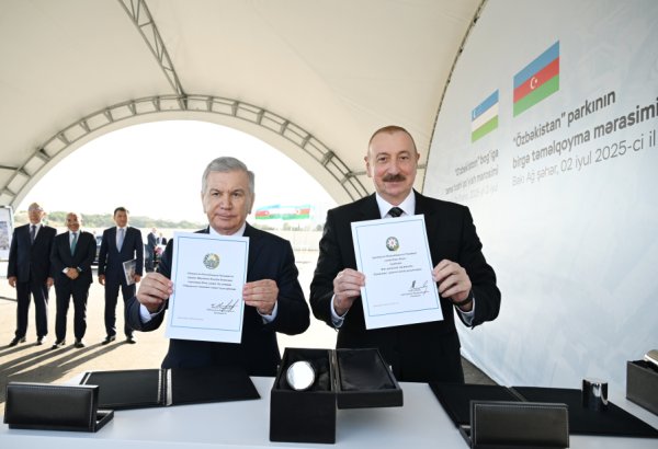 President Ilham Aliyev, President Shavkat Mirziyoyev lay foundation stone for "Uzbekistan" Park in Baku (PHOTO/VIDEO)
