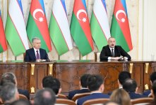 President Ilham Aliyev, President Shavkat Mirziyoyev make press statements (PHOTO/VIDEO)