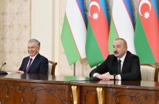 President Ilham Aliyev, President Shavkat Mirziyoyev make press statements (PHOTO/VIDEO)