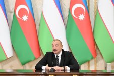 President Ilham Aliyev, President Shavkat Mirziyoyev make press statements (PHOTO/VIDEO)