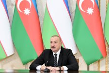 President Ilham Aliyev, President Shavkat Mirziyoyev make press statements (PHOTO/VIDEO)