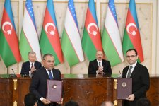 Azerbaijan, Uzbekistan exchange signed documents (PHOTO/VIDEO)