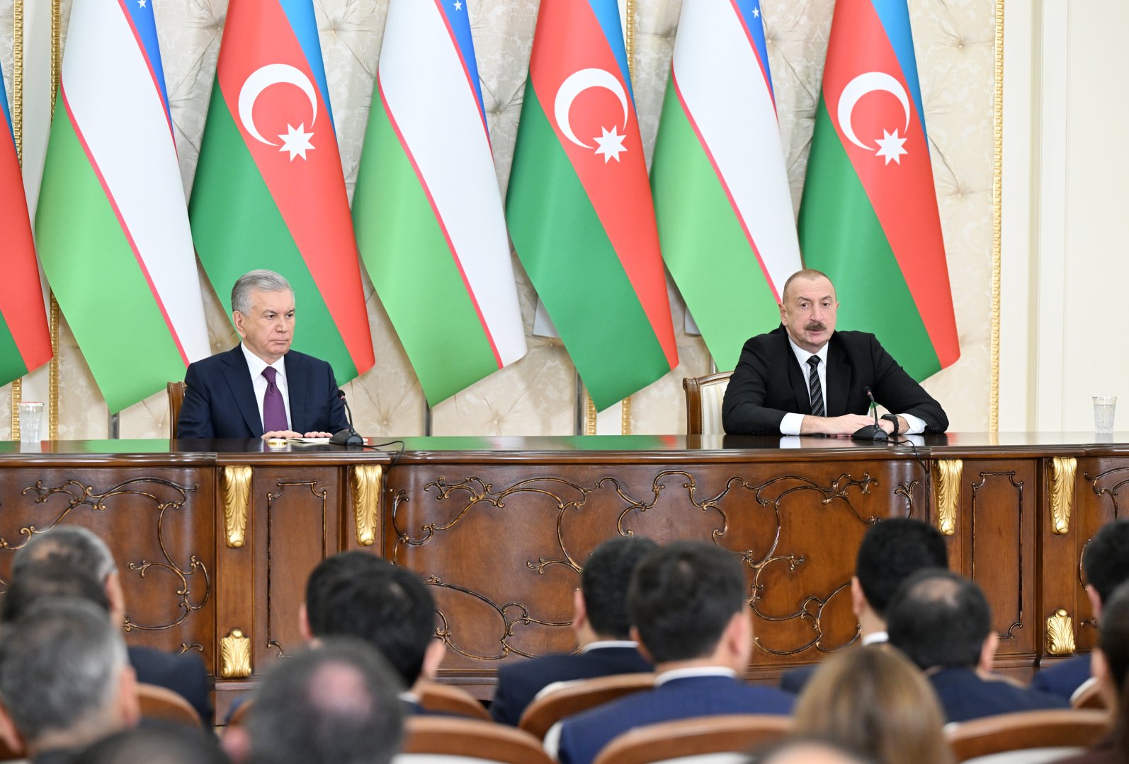 President Ilham Aliyev, President Shavkat Mirziyoyev make press statements (PHOTO/VIDEO)