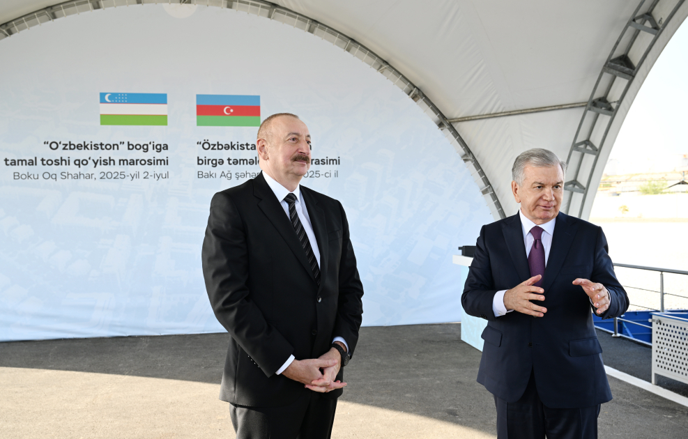 President Ilham Aliyev, President Shavkat Mirziyoyev lay foundation stone for "Uzbekistan" Park in Baku (PHOTO/VIDEO)