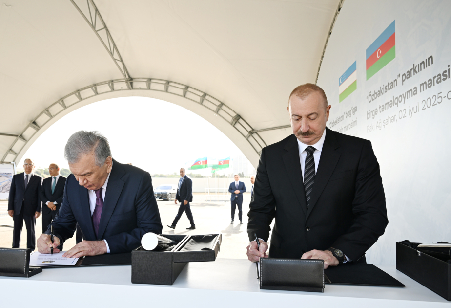 President Ilham Aliyev, President Shavkat Mirziyoyev lay foundation stone for "Uzbekistan" Park in Baku (PHOTO/VIDEO)