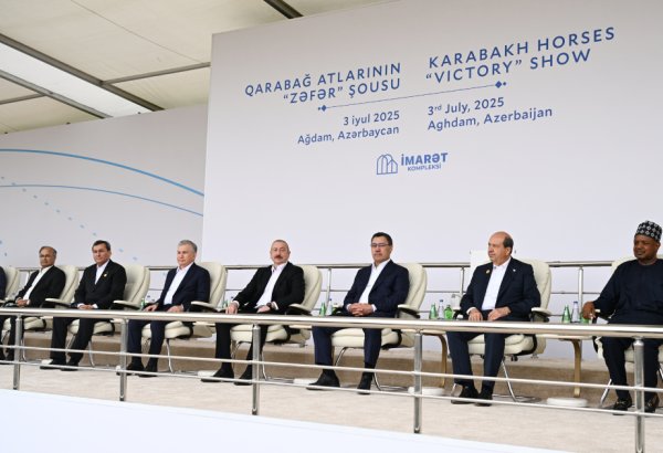 President Ilham Aliyev and ECO Summit participants watch "Victory" show of Karabakh horses at "Imarat" Complex in Aghdam (PHOTO/VIDEO)