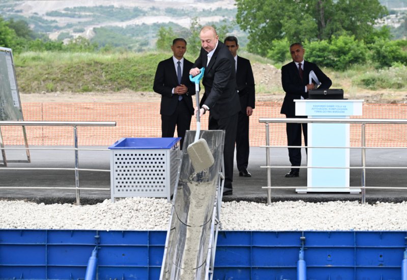 President Ilham Aliyev lays foundation stone of Khankendi Railway and Bus Terminal Complex (PHOTO)
