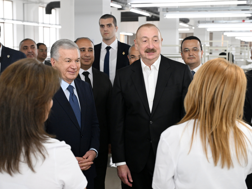 President Ilham Aliyev and President Shavkat Mirziyoyev review operations of Businesstex JV sewing factory in Khankendi (PHOTO/VIDEO)