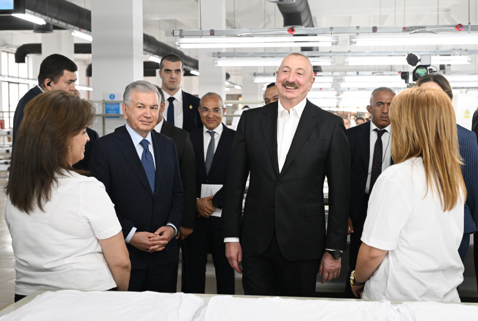 President Ilham Aliyev and President Shavkat Mirziyoyev review operations of Businesstex JV sewing factory in Khankendi (PHOTO/VIDEO)