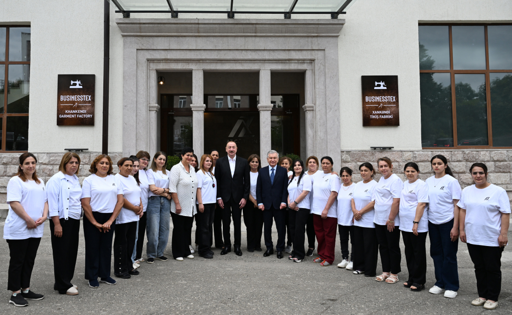 President Ilham Aliyev and President Shavkat Mirziyoyev review operations of Businesstex JV sewing factory in Khankendi (PHOTO/VIDEO)