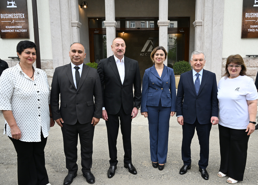 President Ilham Aliyev and President Shavkat Mirziyoyev review operations of Businesstex JV sewing factory in Khankendi (PHOTO/VIDEO)