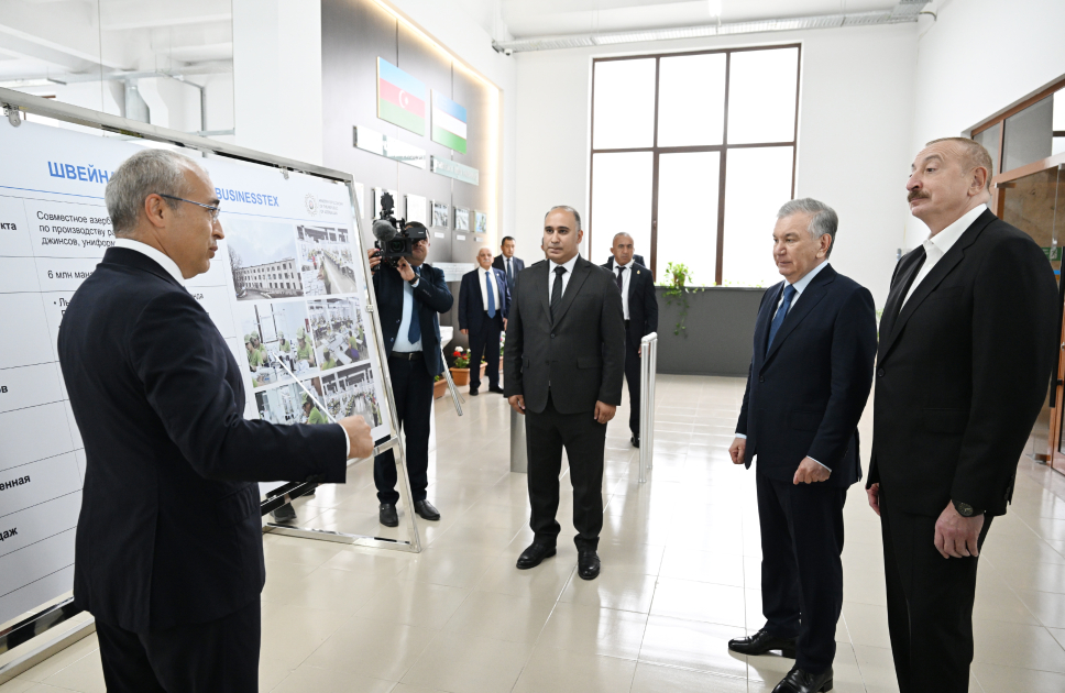 President Ilham Aliyev and President Shavkat Mirziyoyev review operations of Businesstex JV sewing factory in Khankendi (PHOTO/VIDEO)