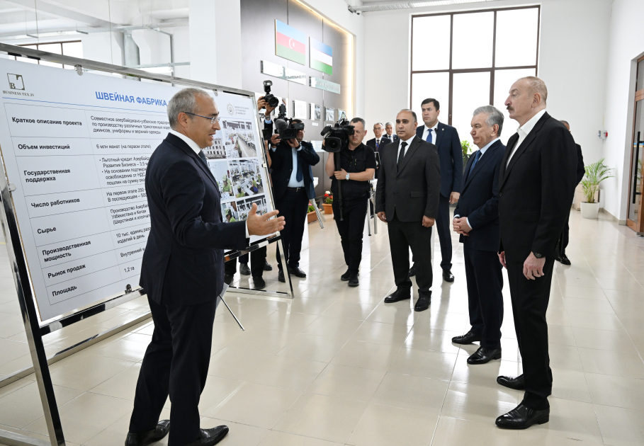 President Ilham Aliyev and President Shavkat Mirziyoyev review operations of Businesstex JV sewing factory in Khankendi (PHOTO/VIDEO)