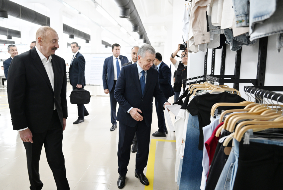 President Ilham Aliyev and President Shavkat Mirziyoyev review operations of Businesstex JV sewing factory in Khankendi (PHOTO/VIDEO)