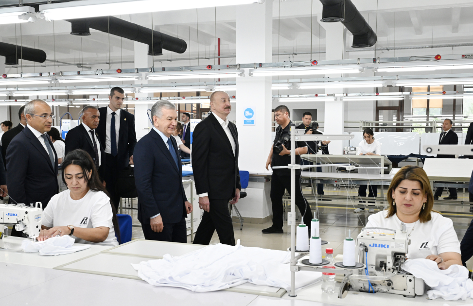 President Ilham Aliyev and President Shavkat Mirziyoyev review operations of Businesstex JV sewing factory in Khankendi (PHOTO/VIDEO)