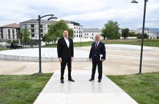 President Ilham Aliyev reviews construction works at Victory Park in Khankendi (PHOTO/VIDEO)