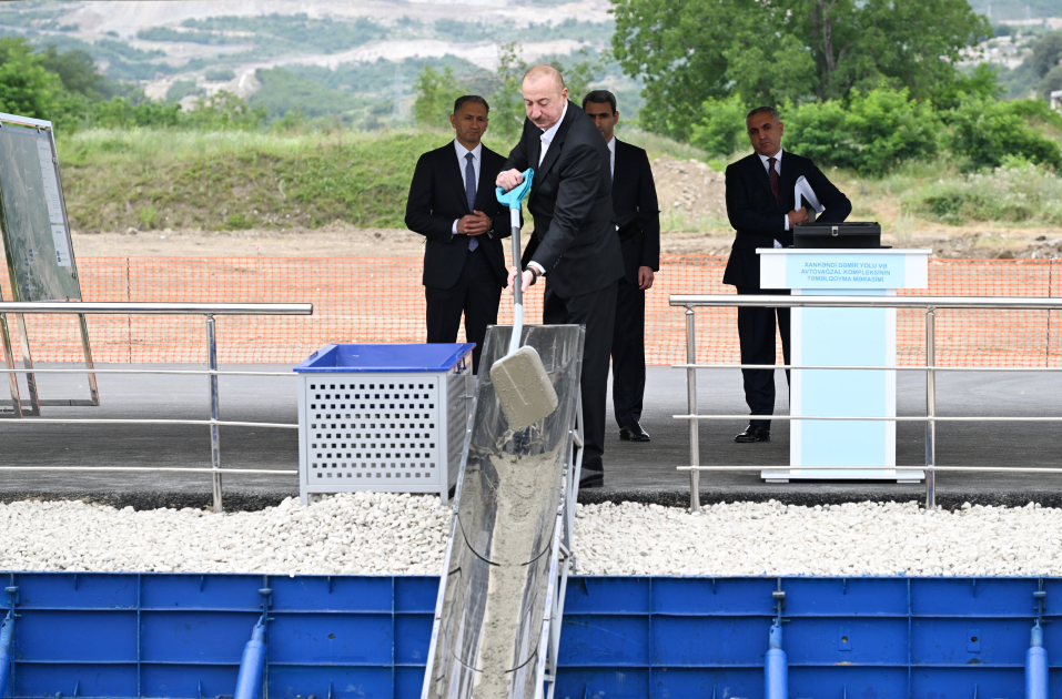 President Ilham Aliyev lays foundation stone of Khankendi Railway and Bus Terminal Complex (PHOTO/VIDEO)