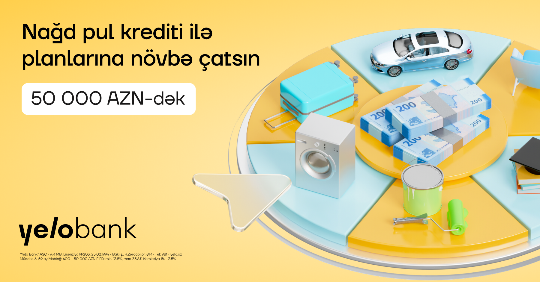 Get a loan of up to 50,000 AZN from Yelo Bank quickly and easily