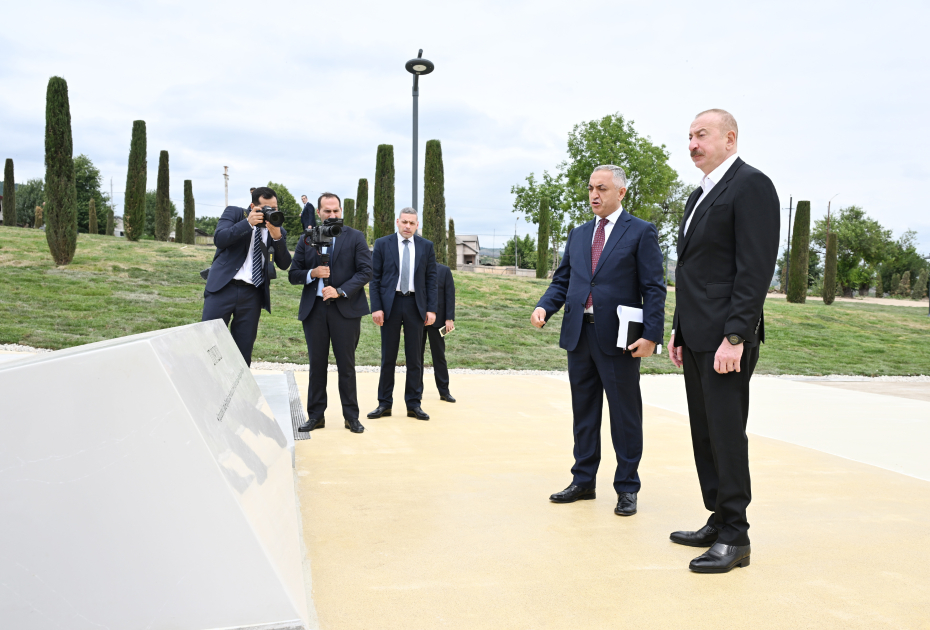 President Ilham Aliyev reviews construction works at Victory Park in Khankendi (PHOTO/VIDEO)