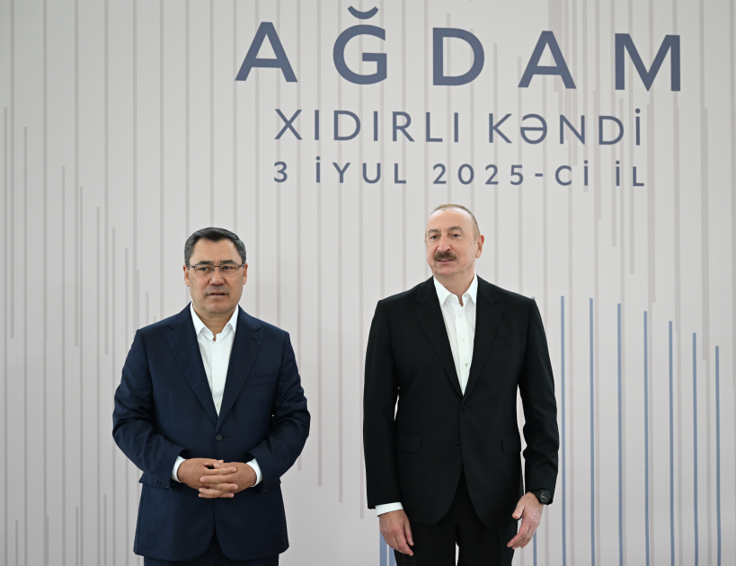 President Ilham Aliyev, President Sadyr Zhaparov attend opening ceremony of first stage of Khidirli village of Aghdam district (PHOTO/VIDEO)