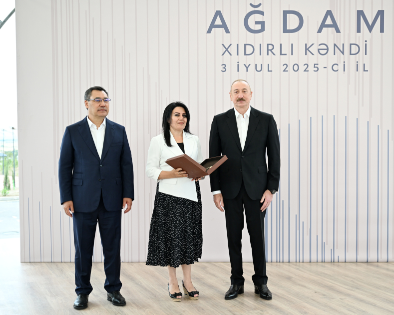 President Ilham Aliyev, President Sadyr Zhaparov attend opening ceremony of first stage of Khidirli village of Aghdam district (PHOTO/VIDEO)